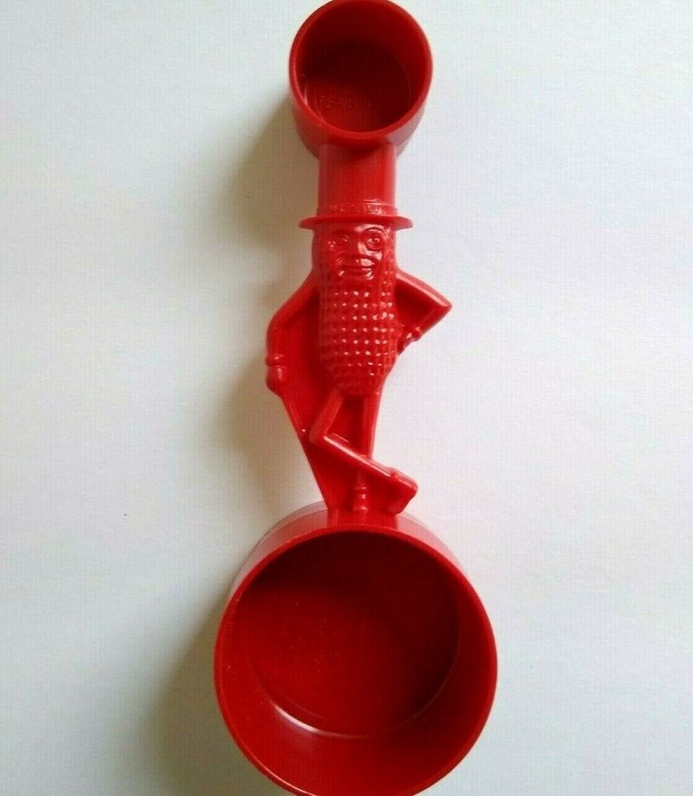 Mr Peanut Vintage Red Measuring Spoon Scoop 1950's Planters Peanuts Kitchenware